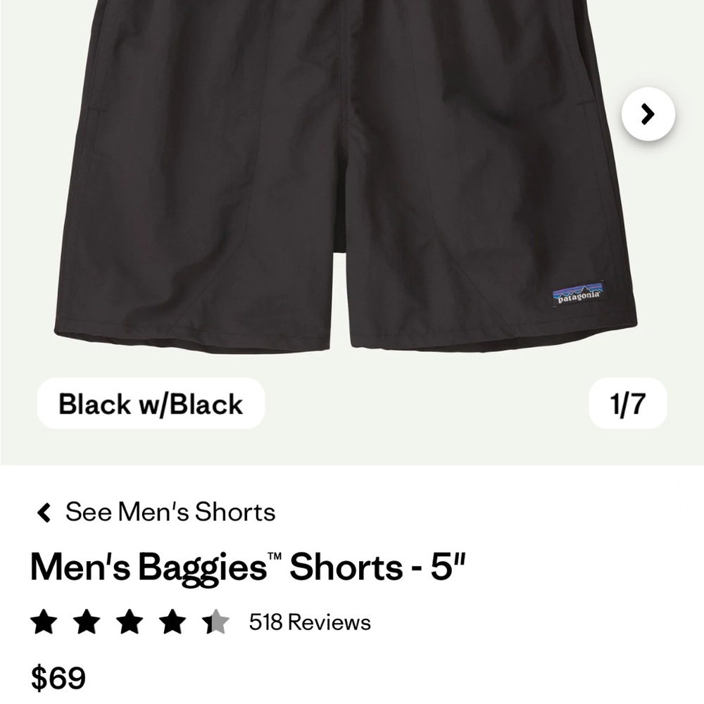 Patagonia 5” baggies, like new! Lining, XS - Picture 5 of 5